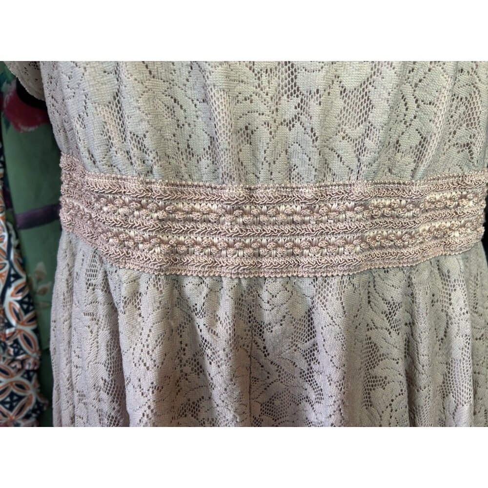 Torrid Mauve Pink Lace Lined Embordered Short Sleeve Knee Length Dress Sz 2 (2X) - Picture 4 of 12